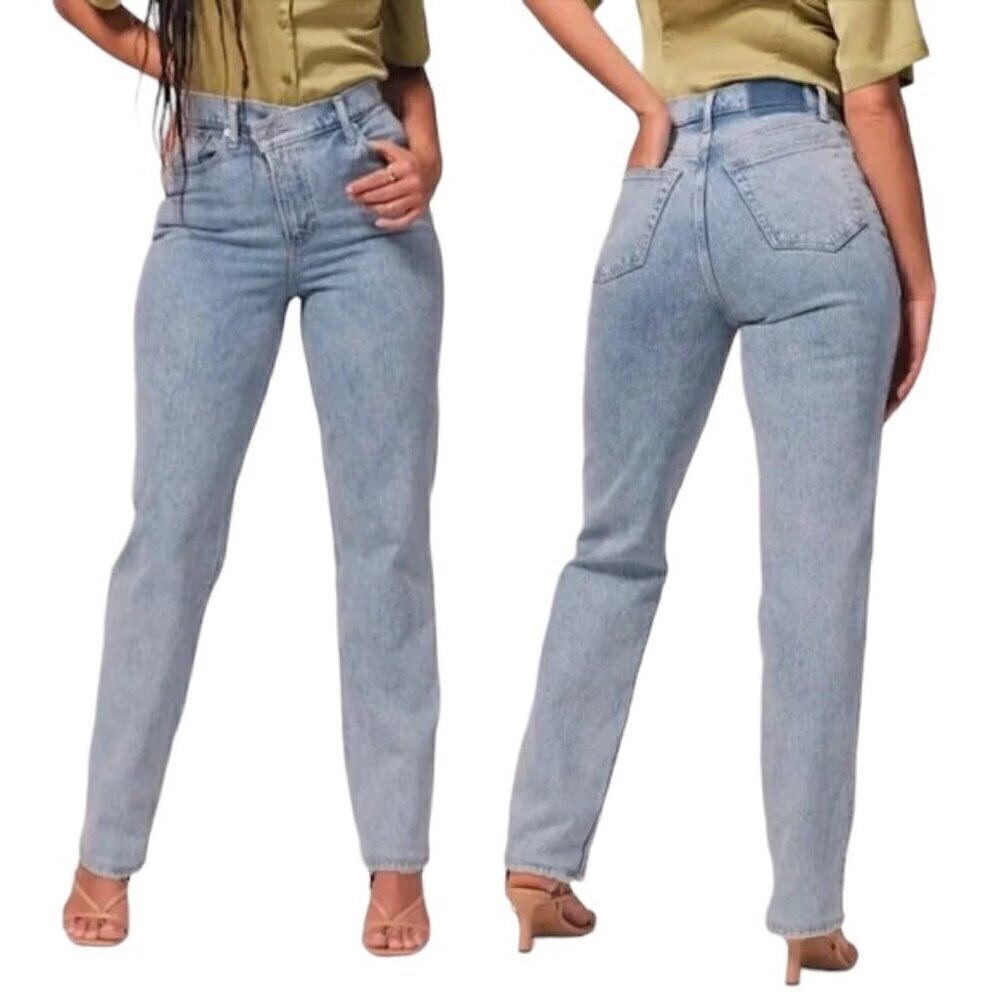 ABERCROMBIE & FITCH Curve Love The '90s Straight Leg Ultra High-Rise Jeans - NWT